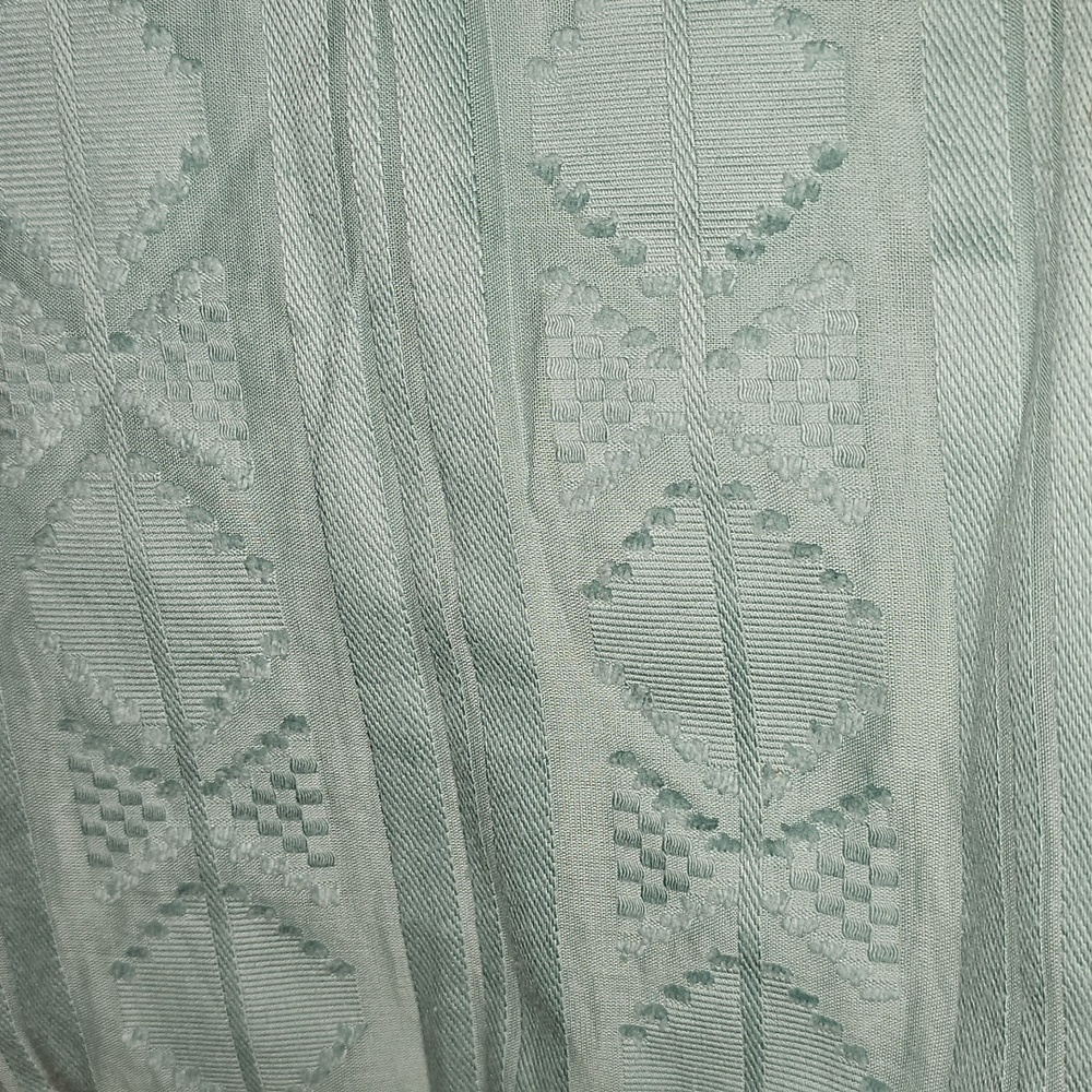 Two Threshold 54"x84" Light Filtering Boho Aqua Diamond Clip Curtain Panel Blue - Picture 10 of 12